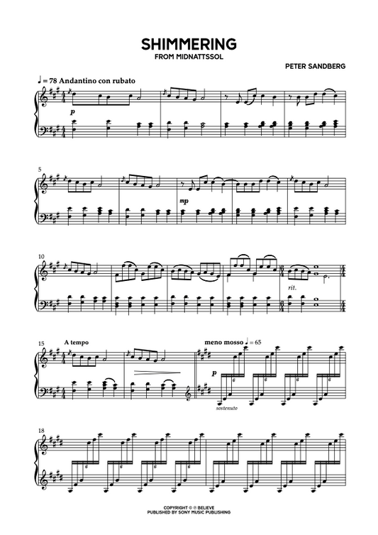 Shimmering [Piano Sheet Music Download]