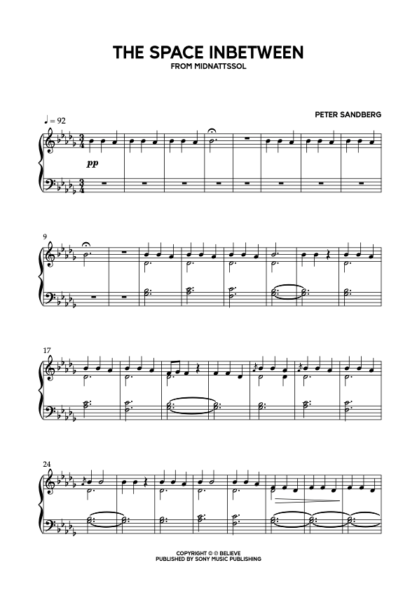 The Space Inbetween [Piano Sheet Music Download] – Peter Sandberg